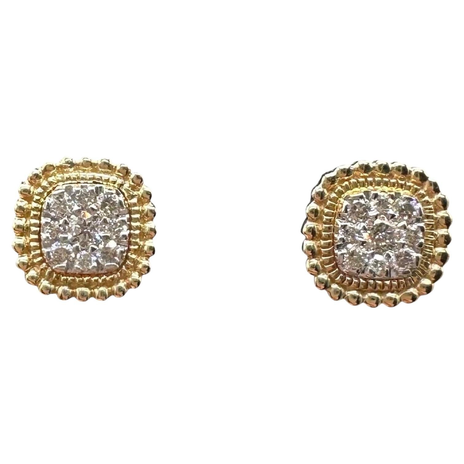 Diamond Earrings 10kt Yellow Gold 0.20ctw GH SI Silicone Backs New For Sale