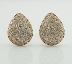 Natural Diamond Earrings 14K Gold Cluster Pear Shape 4.11 TDW