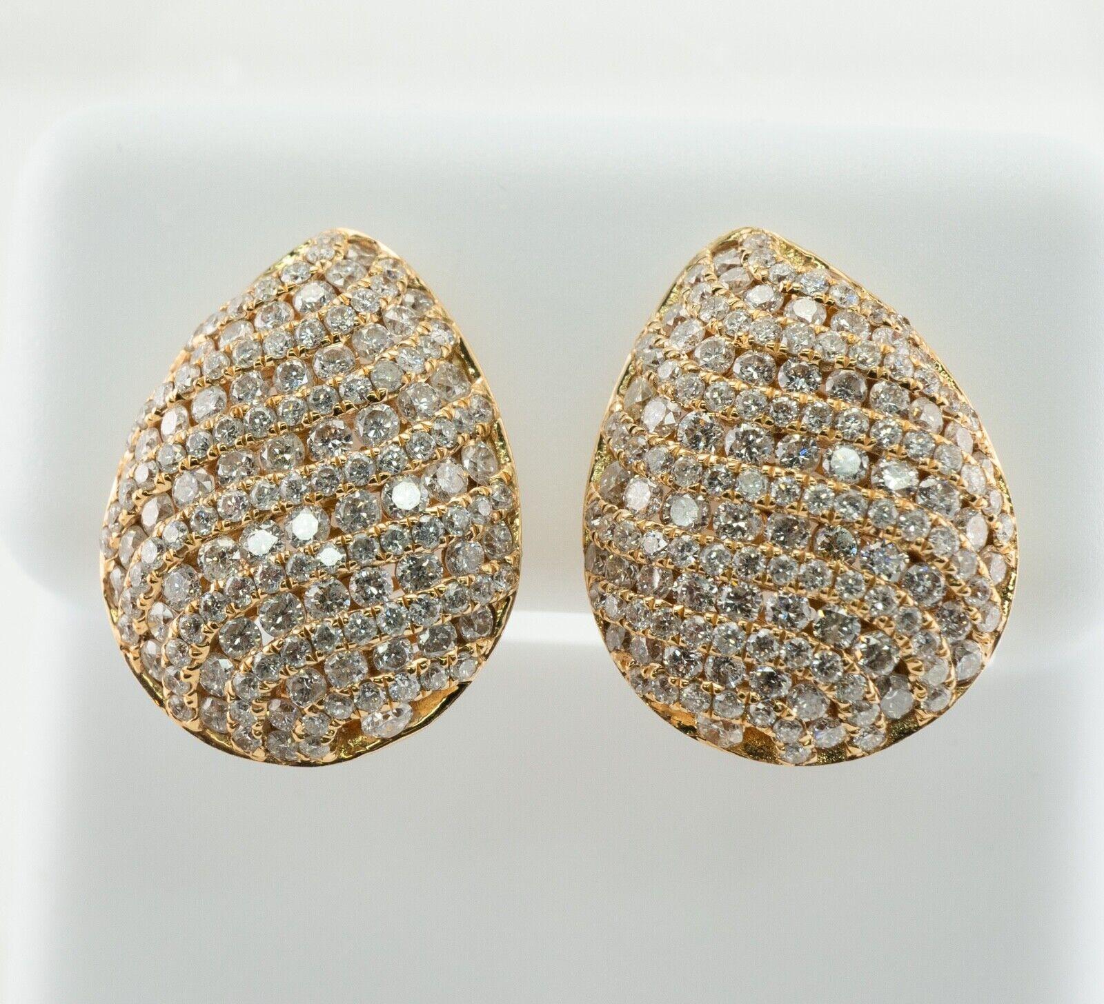 Diamant-Ohrringe 14K Gold-Cluster in Birnenform 4,11 TDW Damen im Angebot