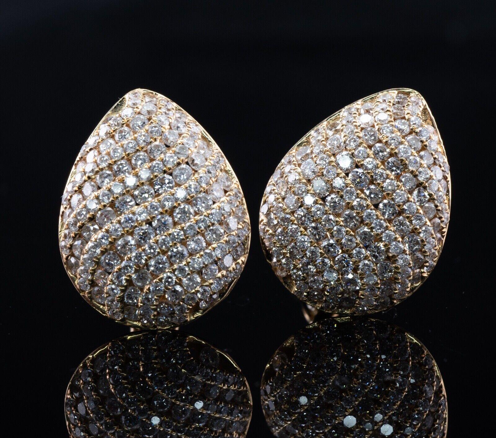 Diamond Earrings 14K Gold Cluster Pear Shape 4.11 TDW For Sale 1