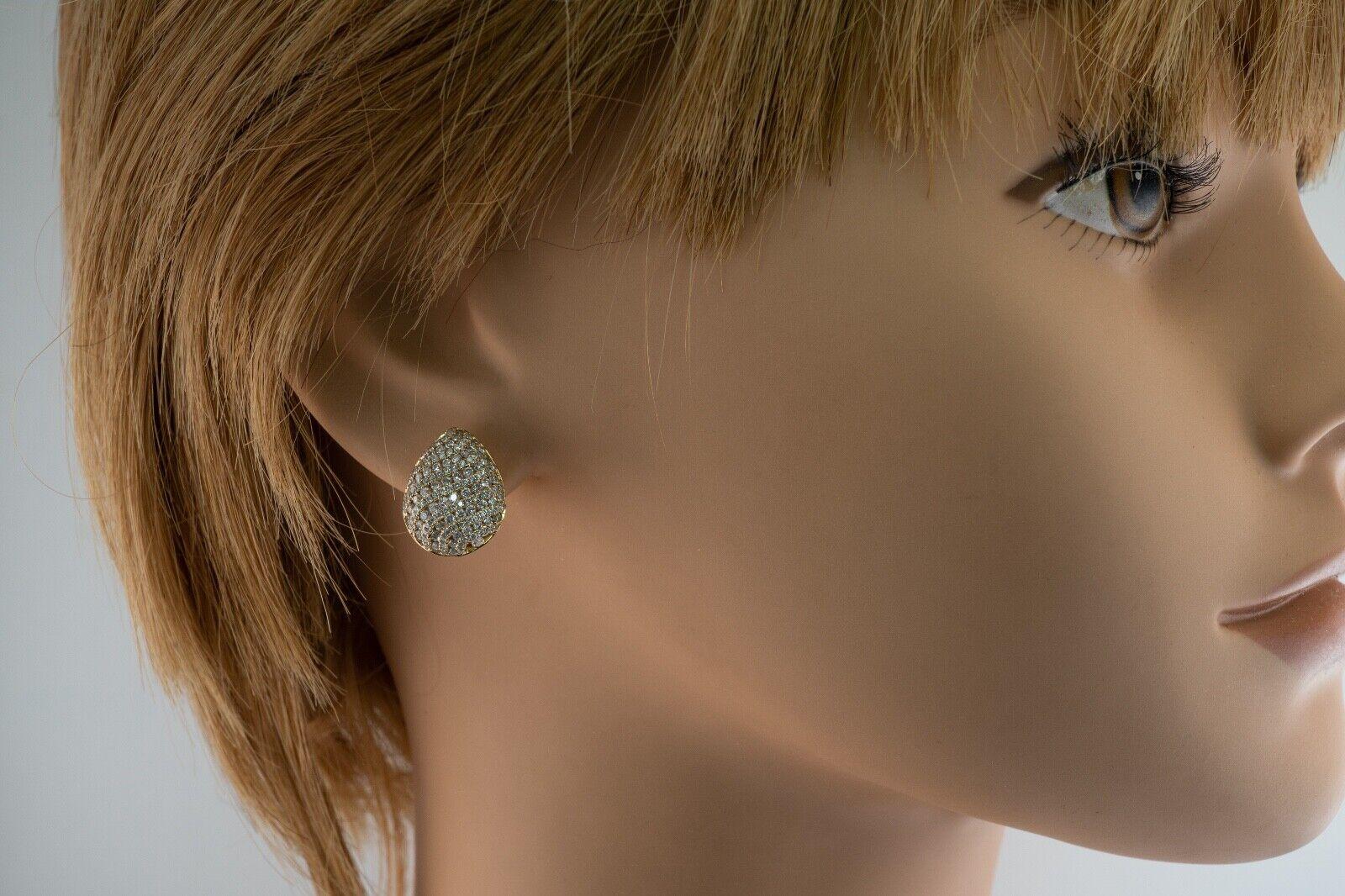 Diamond Earrings 14K Gold Cluster Pear Shape 4.11 TDW For Sale 4