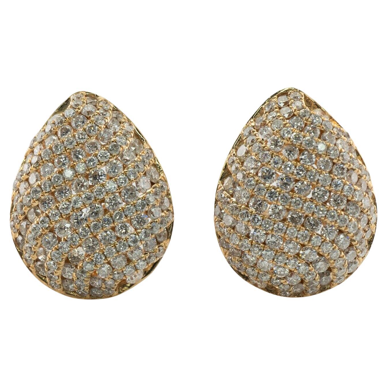 Natural Diamond Earrings 14K Gold Cluster Pear Shape 4.11 TDW
