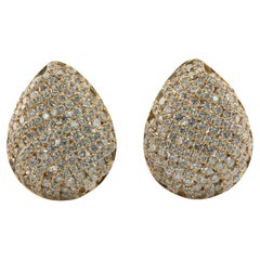 Natural Diamond Earrings 14K Gold Cluster Pear Shape 4.11 TDW