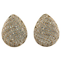 Boucles d'oreilles en or 14 carats avec diamants en forme de poire de 4,11 TDW