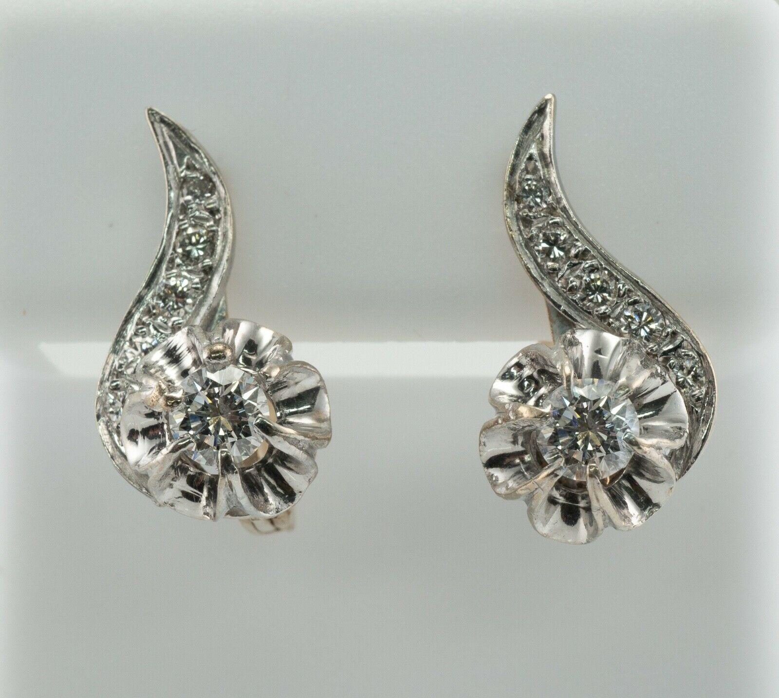 Diamond Earrings 14K Gold Russian Buttercup .74cttw USSR

These earrings were made in Russian Federation.
Stamped 525 = 14K Yellow Gold with 14K White Gold top.
Each diamond in buttercup setting is .25 carat of a very clean VVS1 clarity and G