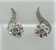 Diamond Earrings 14K Gold Russian Buttercup .74cttw USSR