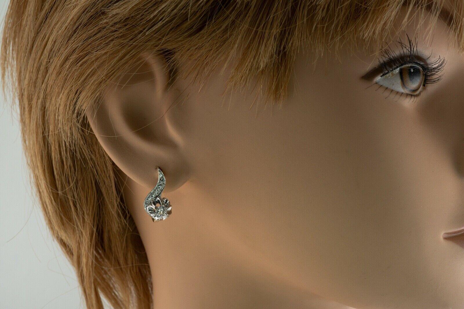 Diamond Earrings 14K Gold Russian Buttercup .74cttw USSR For Sale 1