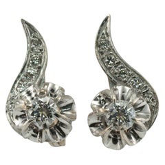 Boucles d'oreilles diamant en or 14 carats Bouton d'or russe .74cttw USSR