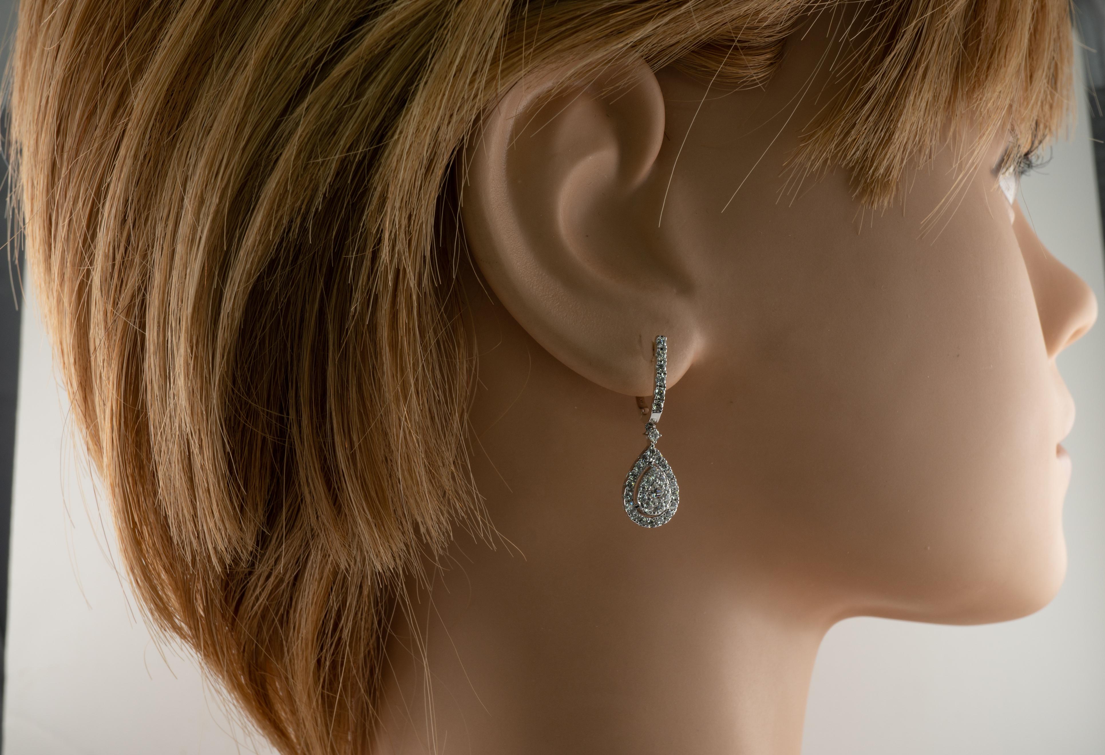 Orecchini con diamanti in oro bianco 14K a forma di goccia 1,82 TDW in vendita 5