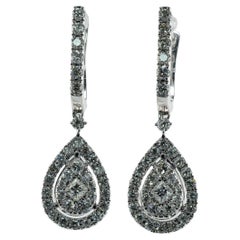 Orecchini con diamanti in oro bianco 14K a forma di goccia 1,82 TDW