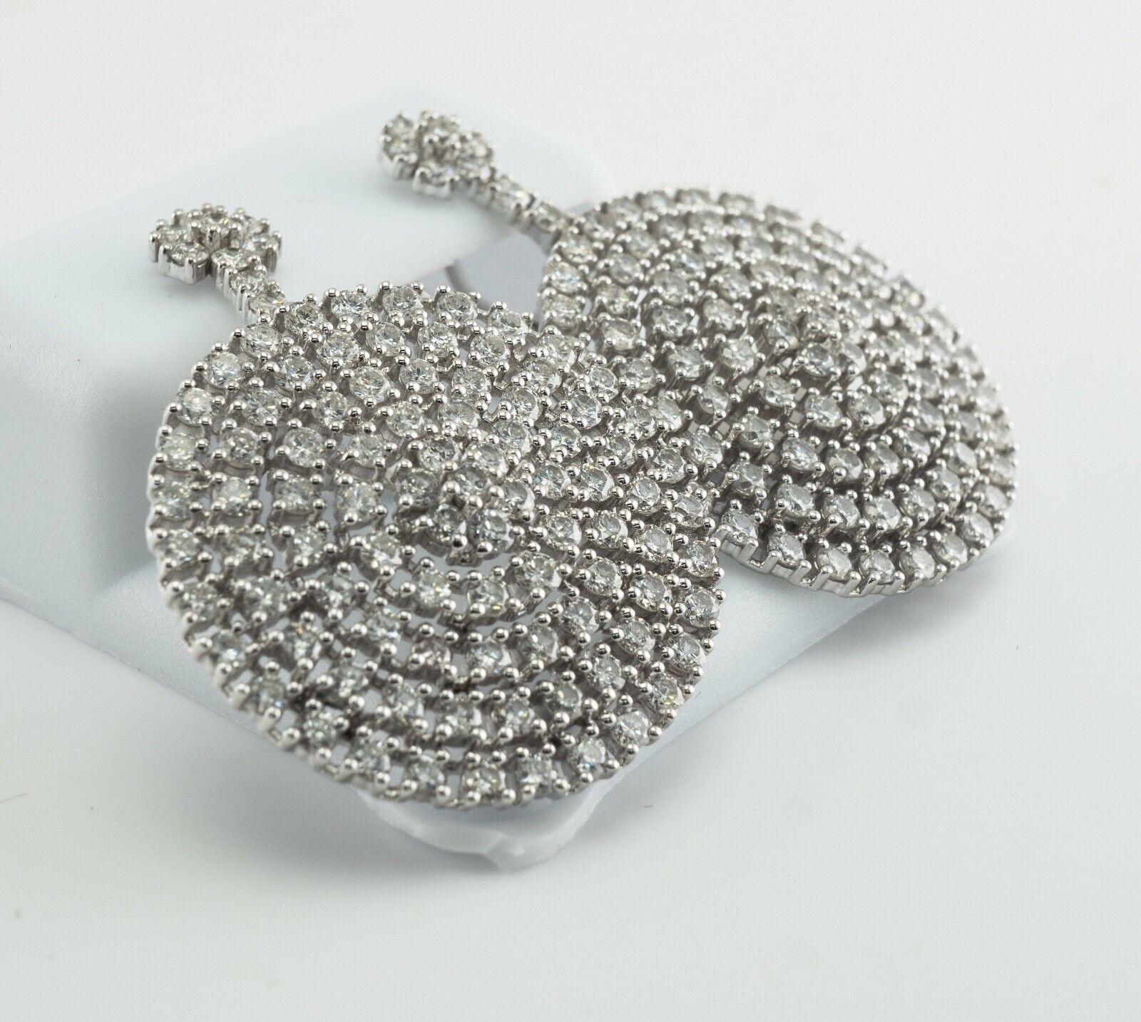 Diamond Earrings 14K White Gold Dangle Drop Geometric Round 5.07 TDW For Sale 6