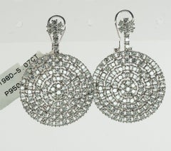 Diamond Earrings 14K White Gold Dangle Drop Geometric Round 5.07 TDW