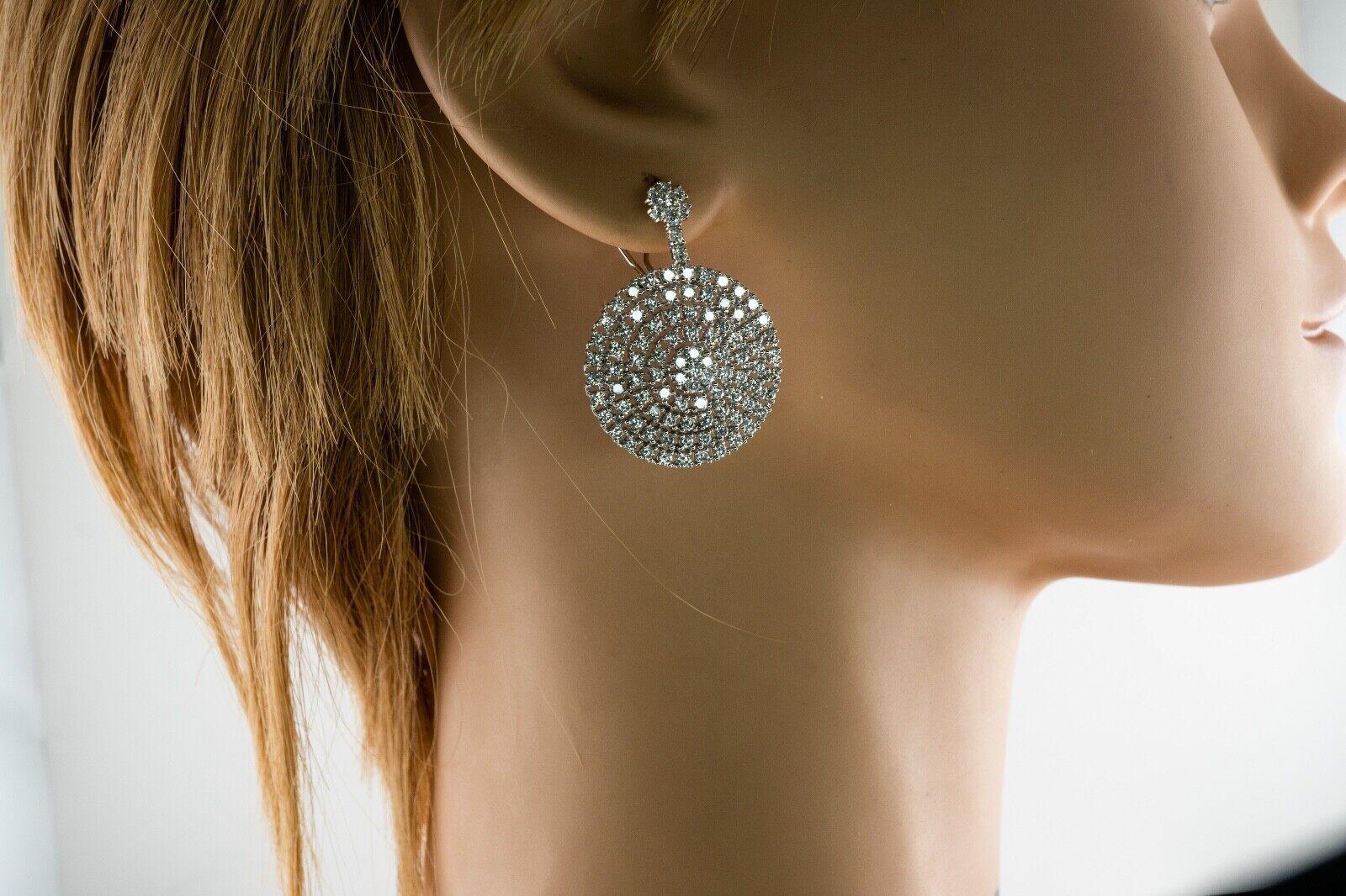 Diamond Earrings 14K White Gold Dangle Drop Geometric Round 5.07 TDW For Sale 3