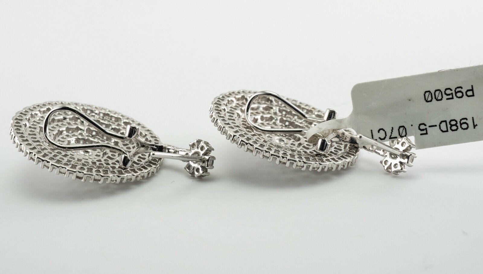Diamond Earrings 14K White Gold Dangle Drop Geometric Round 5.07 TDW For Sale 4