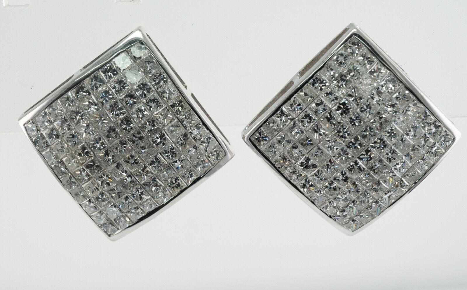 Diamant-Ohrringe 14K Weißgold Prinzessinnenschliff Unsichtbar gefasst 6,48 TDW im Angebot 5