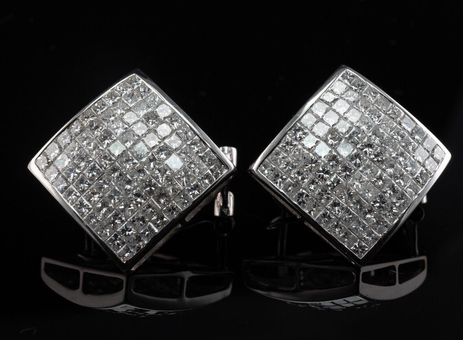 Diamant-Ohrringe 14K Weißgold Prinzessinnenschliff Unsichtbar gefasst 6,48 TDW Damen im Angebot