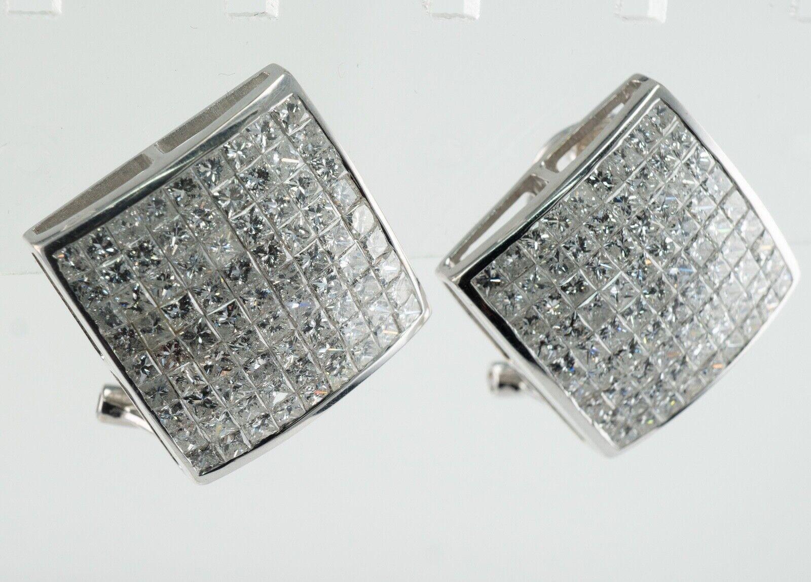 Diamant-Ohrringe 14K Weißgold Prinzessinnenschliff Unsichtbar gefasst 6,48 TDW im Angebot 1