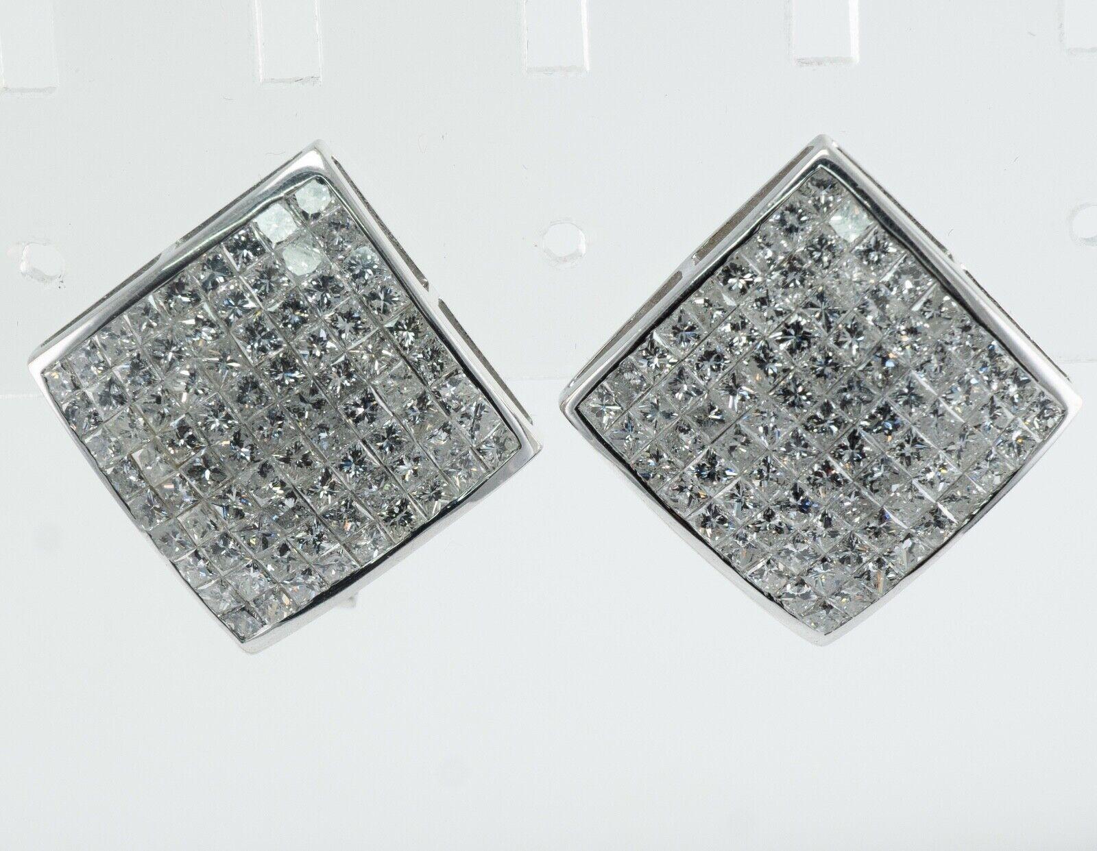 Diamant-Ohrringe 14K Weißgold Prinzessinnenschliff Unsichtbar gefasst 6,48 TDW im Angebot 4