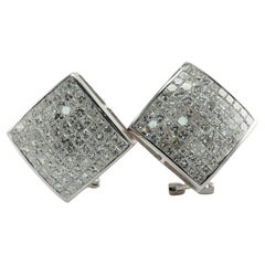 Vintage Diamond Earrings 14K White Gold Princess Cut Invisible Set 6.48 TDW