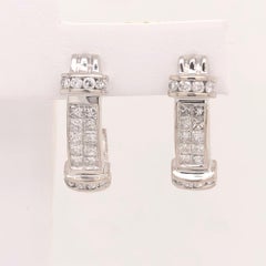 14K White Gold Round Princess Cut Natural 2.3ct Diamonds Earrings VS1 Clarity