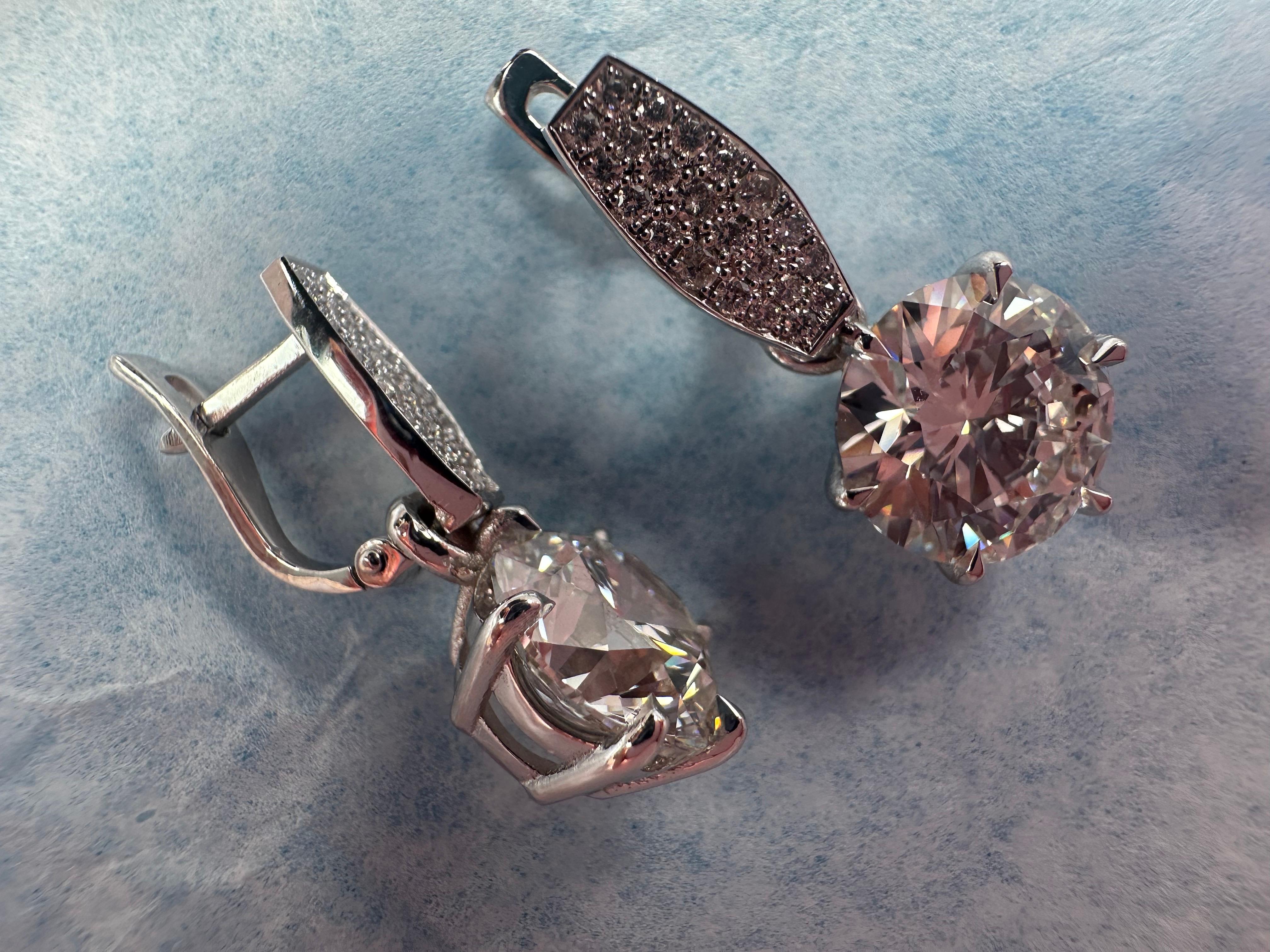 Orecchini con diamanti Orecchini da cocktail in oro bianco 14KT in vendita 3