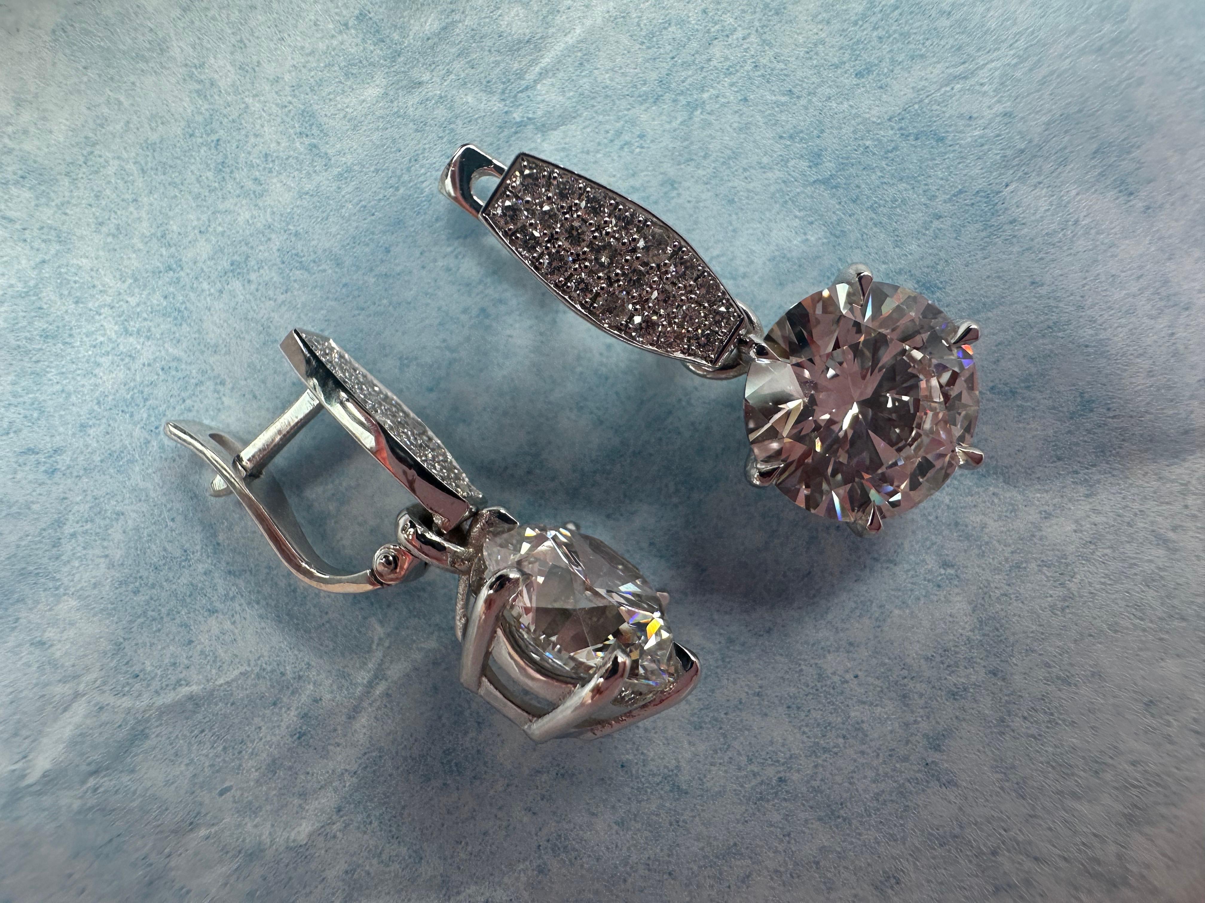 Orecchini con diamanti Orecchini da cocktail in oro bianco 14KT in vendita 5