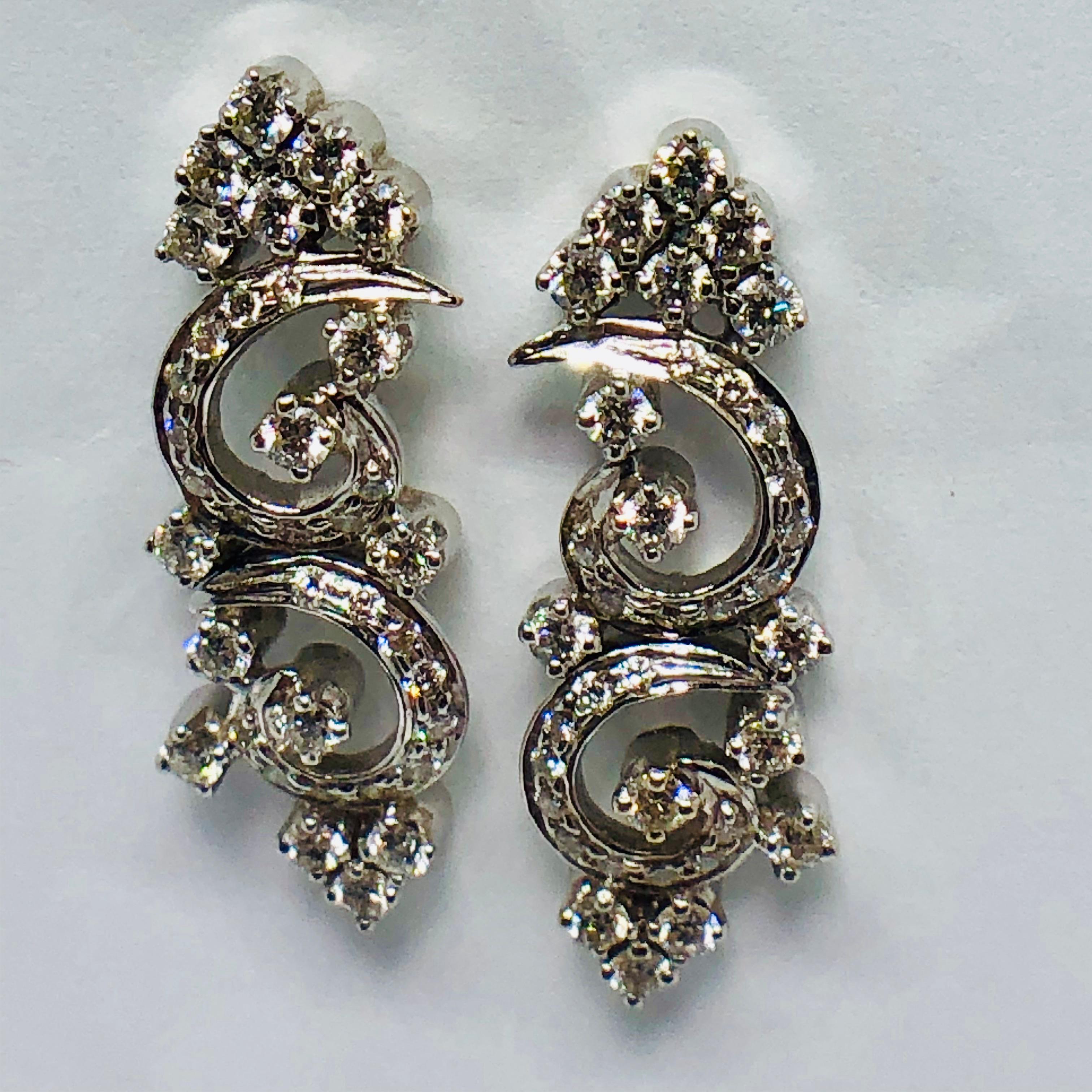 Art Deco Style Diamond Earrings 18 Carat White Gold 1