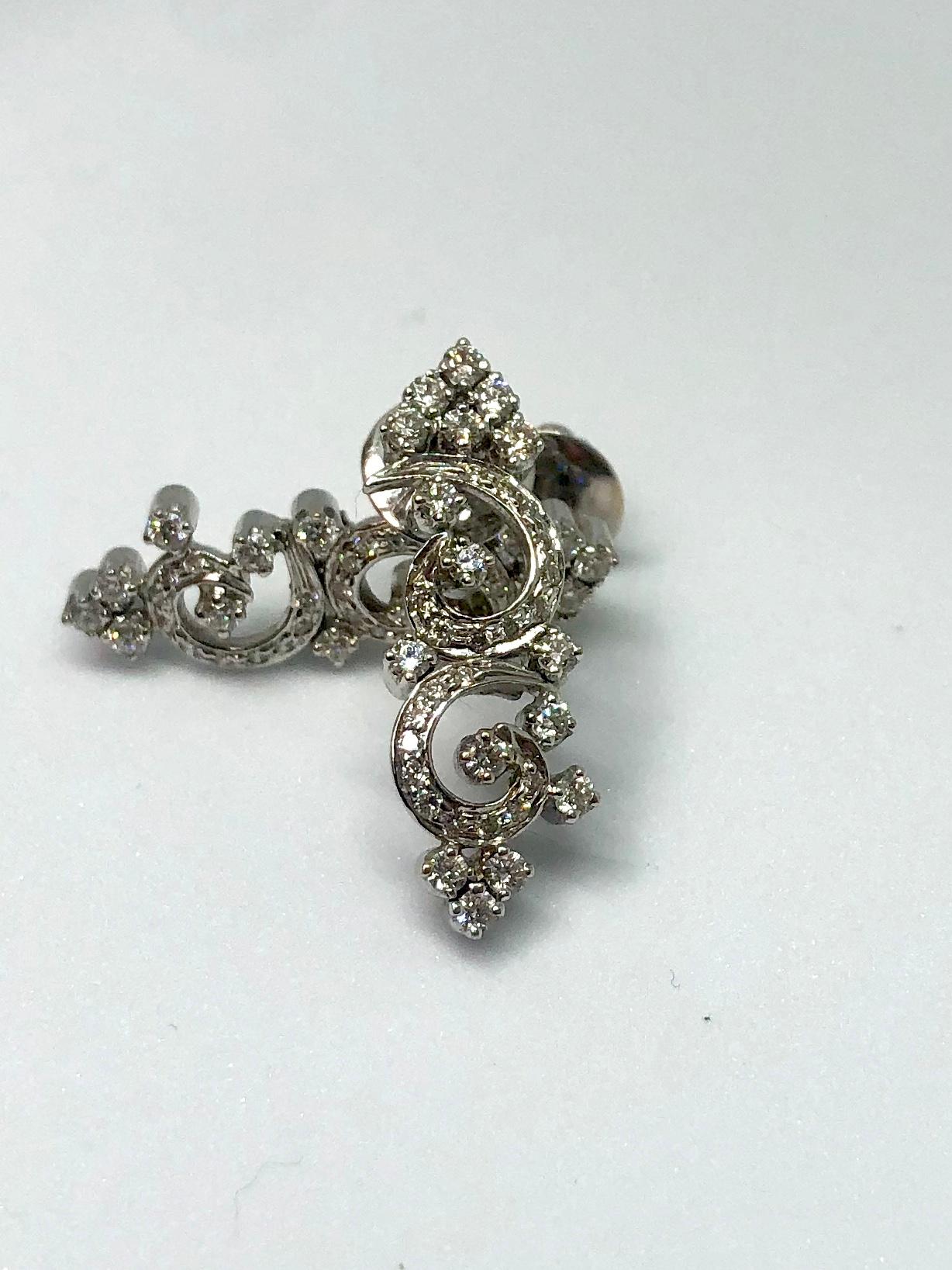 Art Deco Style Diamond Earrings 18 Carat White Gold 2