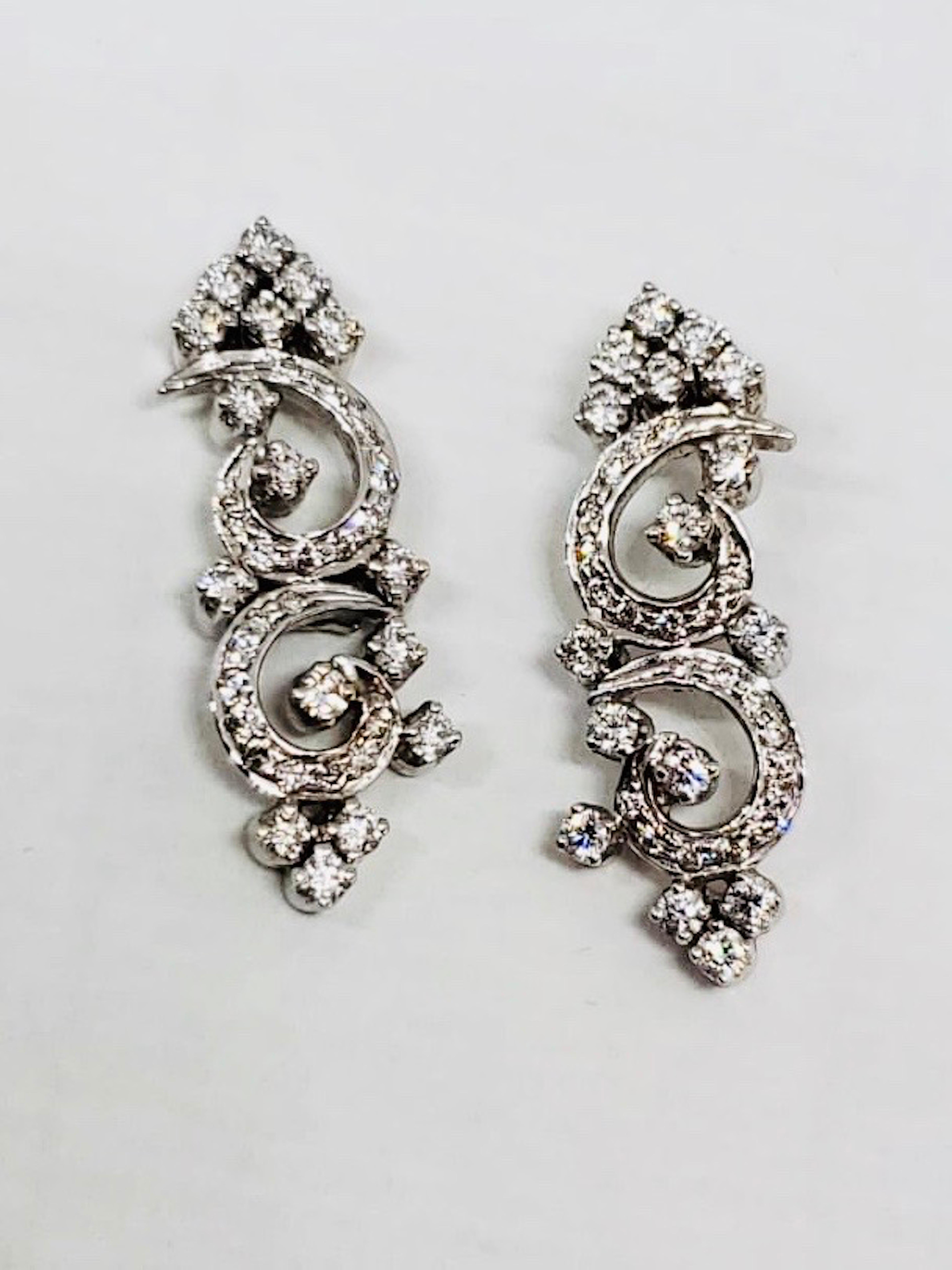 Art Deco Style Diamond Earrings 18 Carat White Gold 6
