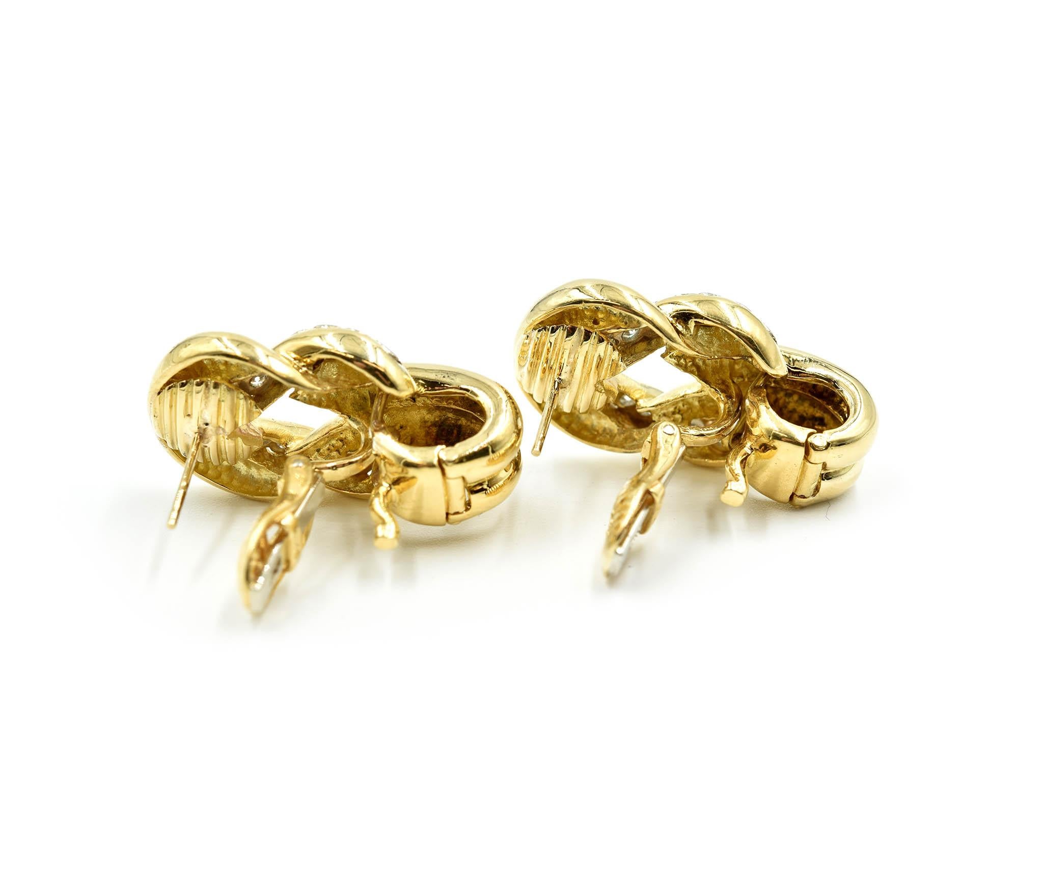 Modern Diamond Earrings 18 Karat Yellow Gold