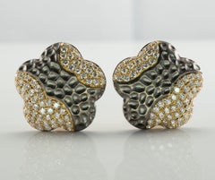 Diamond Earrings 18K Gold Hallmarked BA Flower Omega