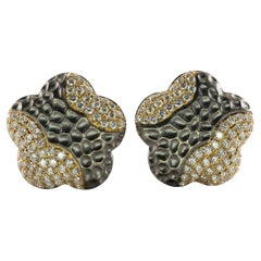 Diamond Earrings 18K Gold Hallmarked BA Flower Omega