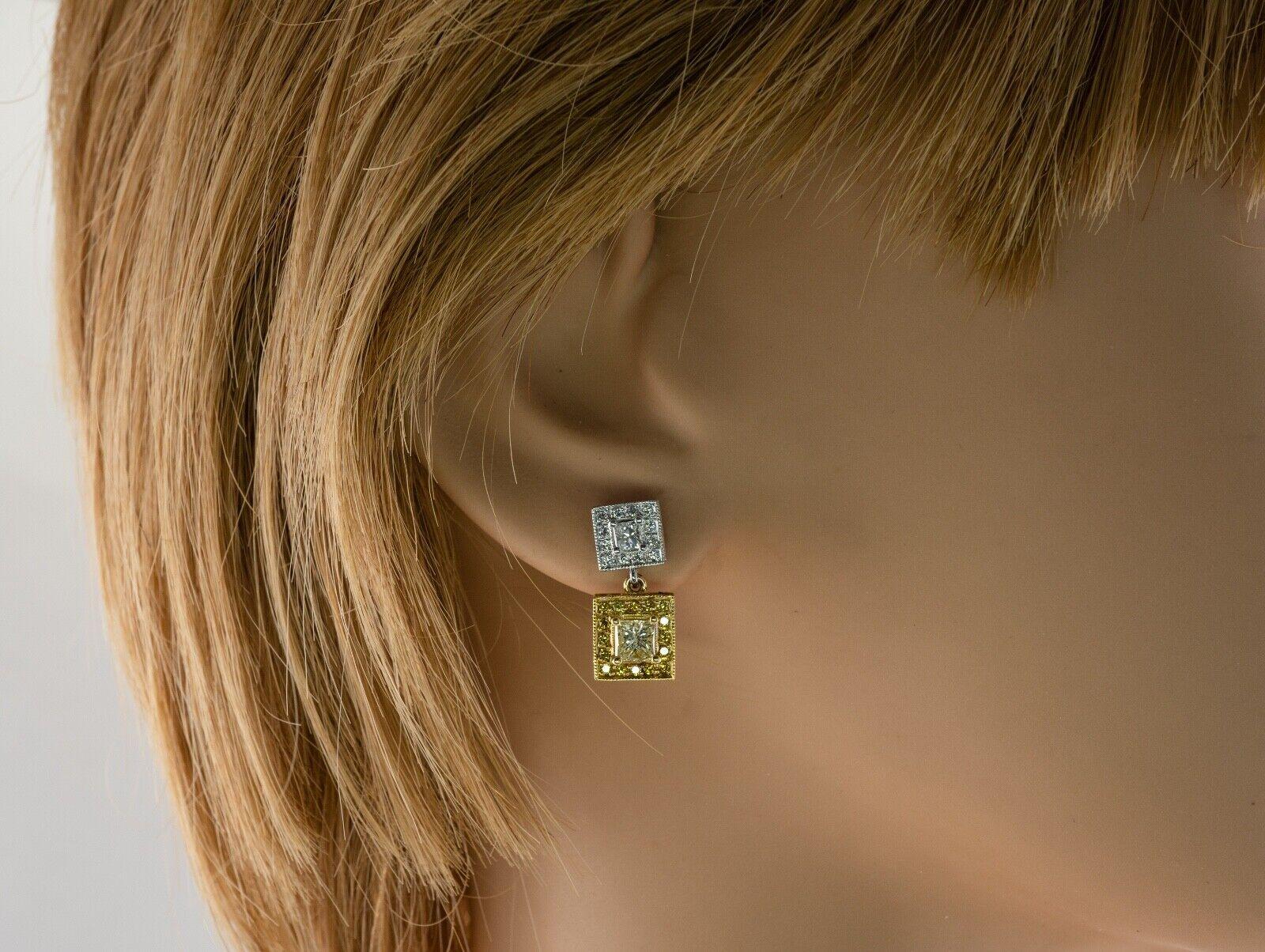 Diamond Earrings 18K Gold Platinum Dangle 2.84 TDW For Sale 5