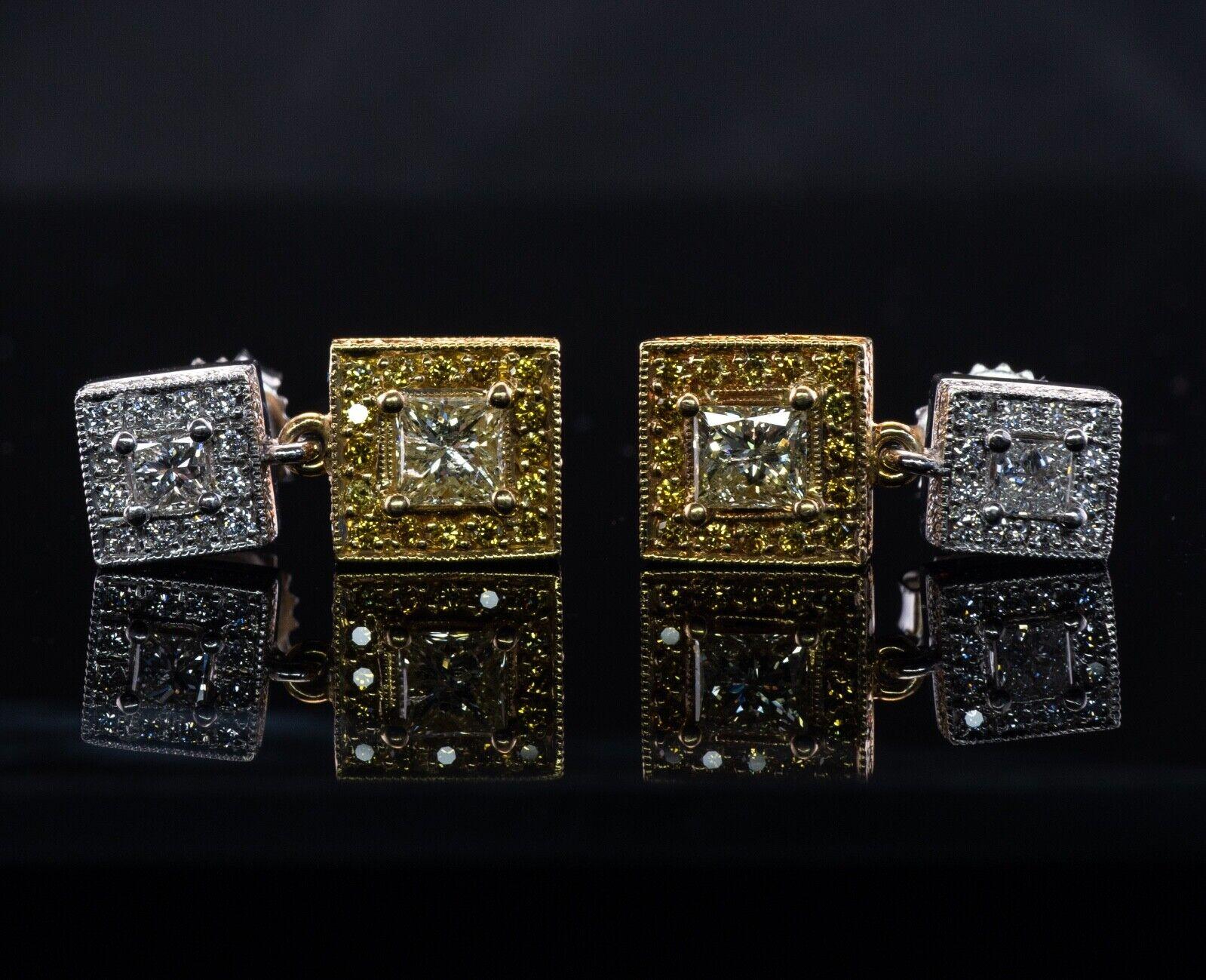Diamant-Ohrringe 18K Gold Platin-Ohrringe mit 2,84 TDW (Carréeschliff) im Angebot