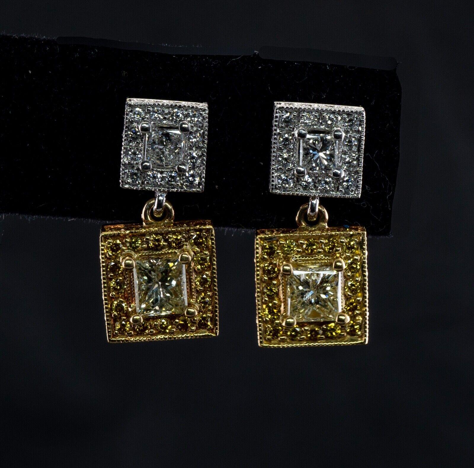 Diamant-Ohrringe 18K Gold Platin-Ohrringe mit 2,84 TDW im Zustand „Gut“ im Angebot in East Brunswick, NJ