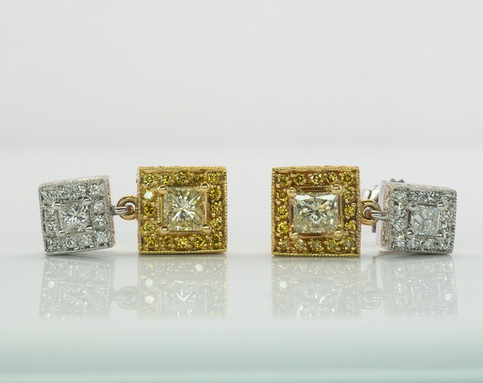 Diamond Earrings 18K Gold Platinum Dangle 2.84 TDW For Sale 1