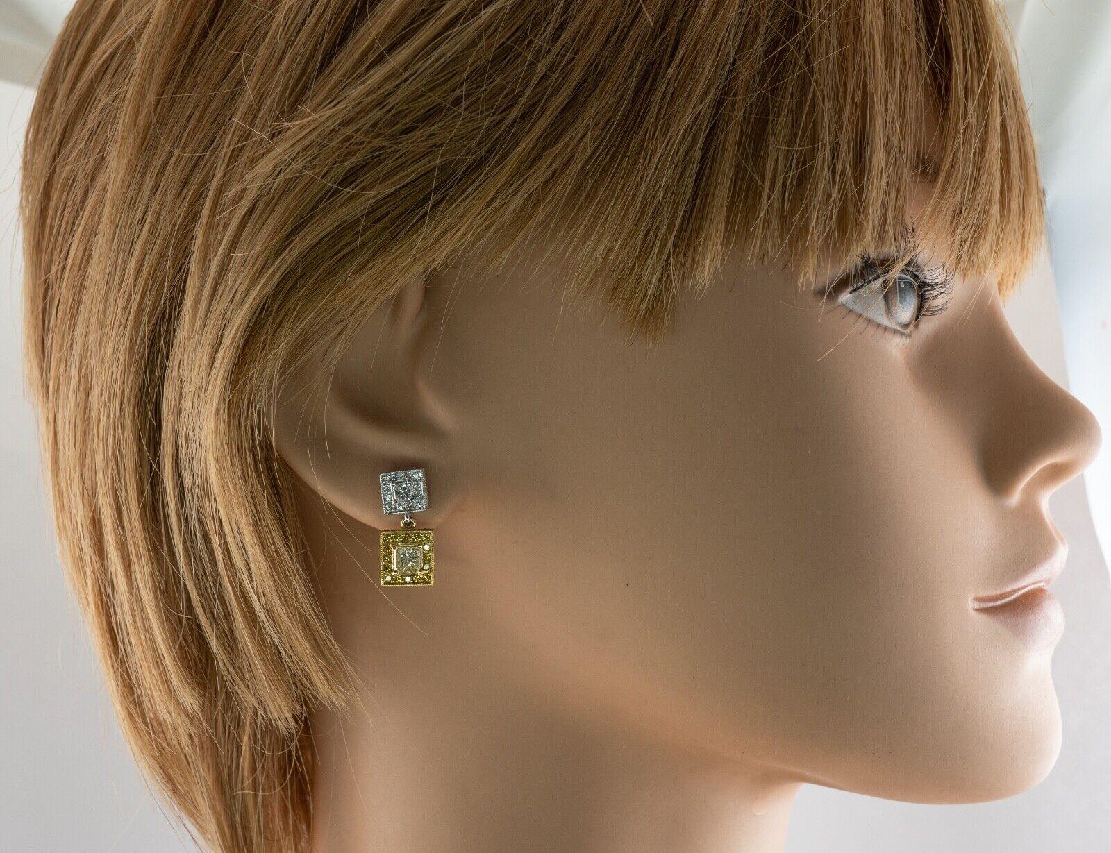 Diamond Earrings 18K Gold Platinum Dangle 2.84 TDW For Sale 2
