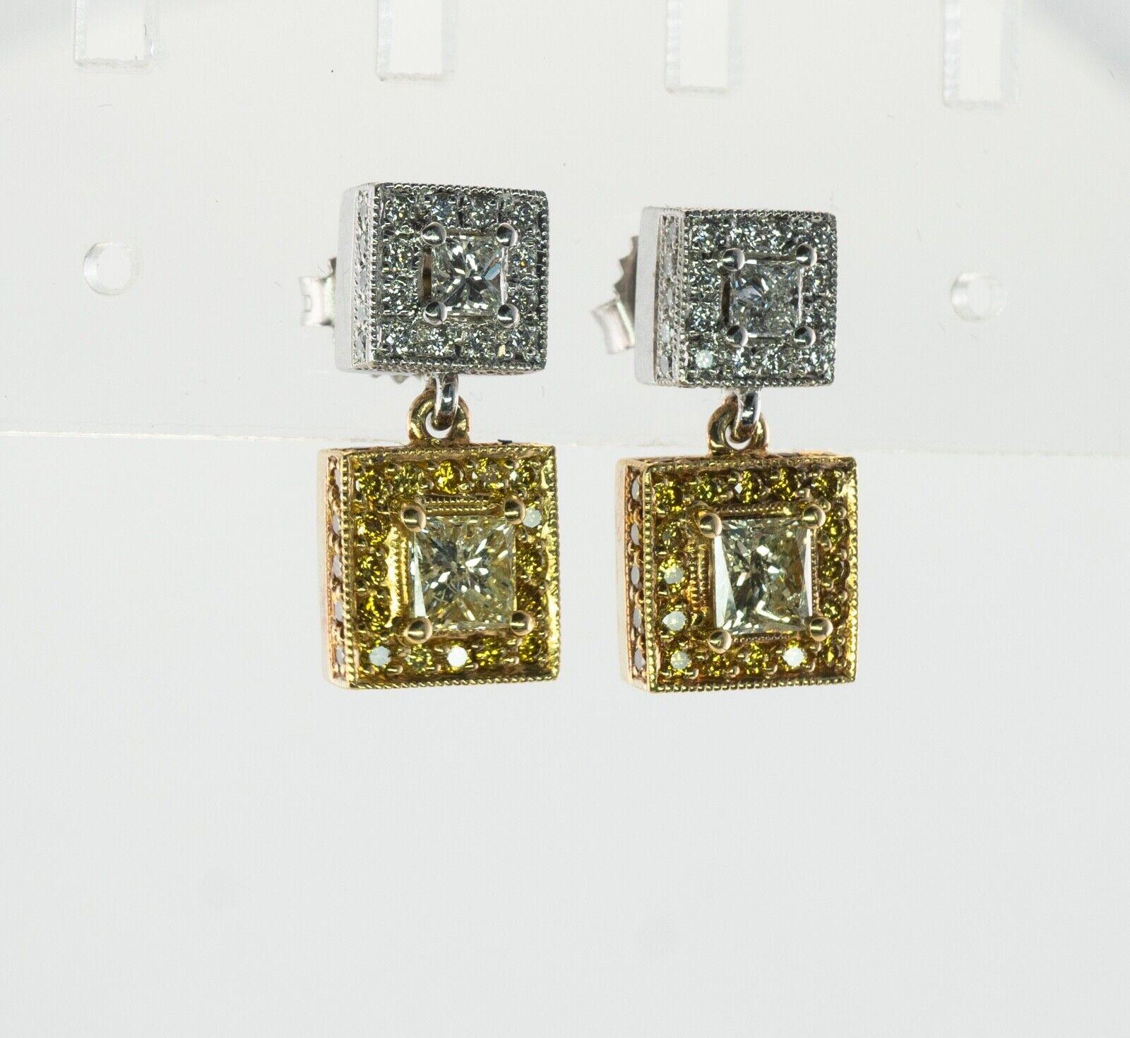 Diamond Earrings 18K Gold Platinum Dangle 2.84 TDW For Sale 4