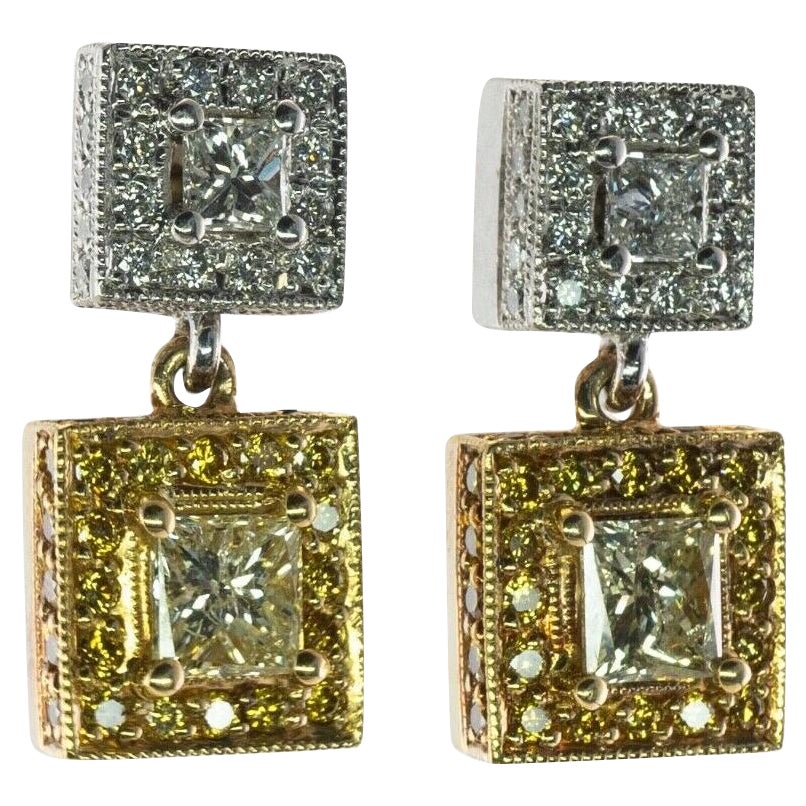 Diamant-Ohrringe 18K Gold Platin-Ohrringe mit 2,84 TDW