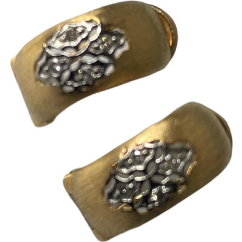 Modern Diamond Earrings 18k Gold Stud For Sale