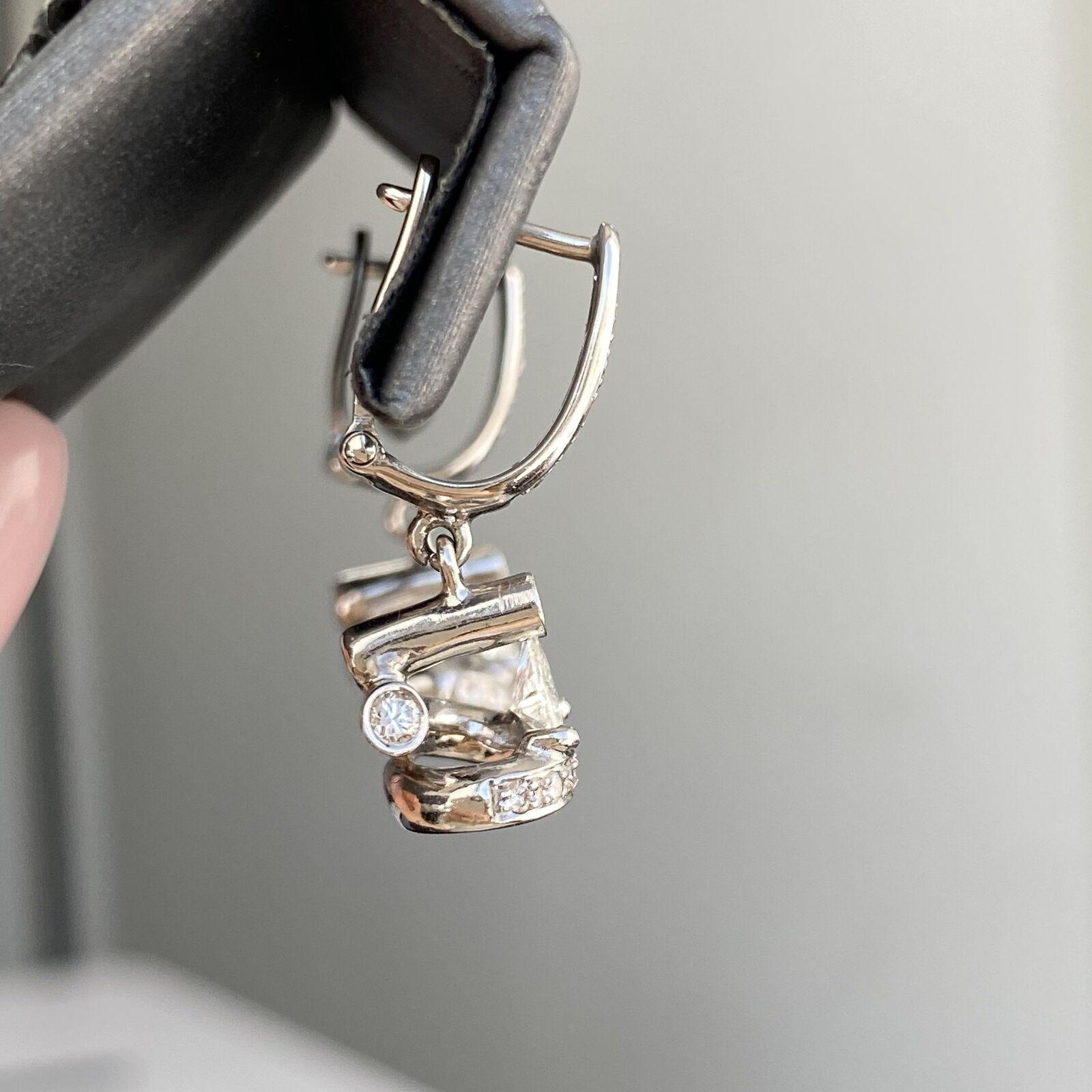 Artisan Diamond Earrings 18K White Gold 8.6G 1CTW For Sale