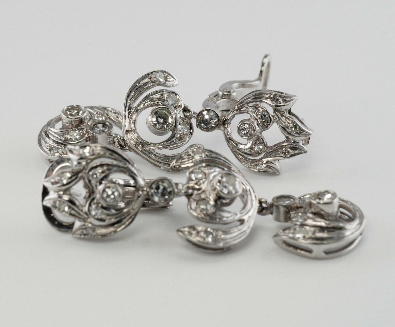 Diamant-Ohrringe 18K Weißgold-Ohrringe mit Vintage-Tropfen im Angebot 6