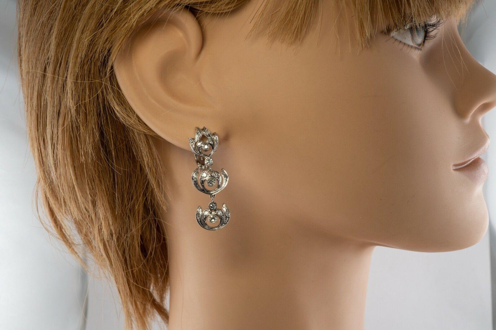 Diamant-Ohrringe 18K Weißgold-Ohrringe mit Vintage-Tropfen im Angebot 4