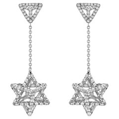 Diamond Earrings 2.22 Carat Merkaba Platinum Star