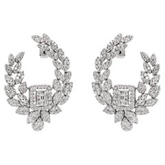 Diamond Earrings 2.44 Carats 18K White Gold