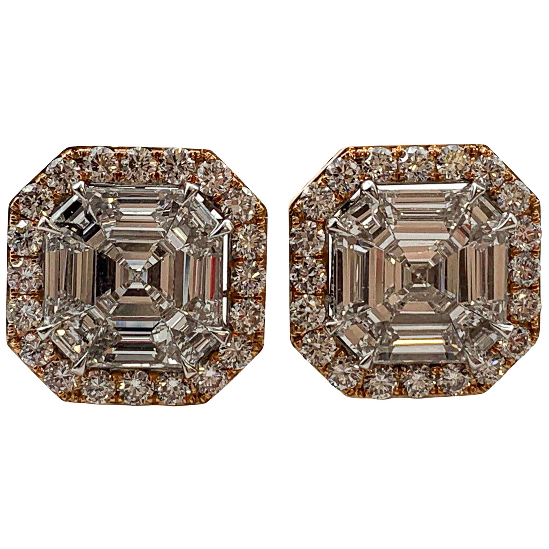 Diamond Earrings 4.60 Carat 18 Karat Gold E/VS