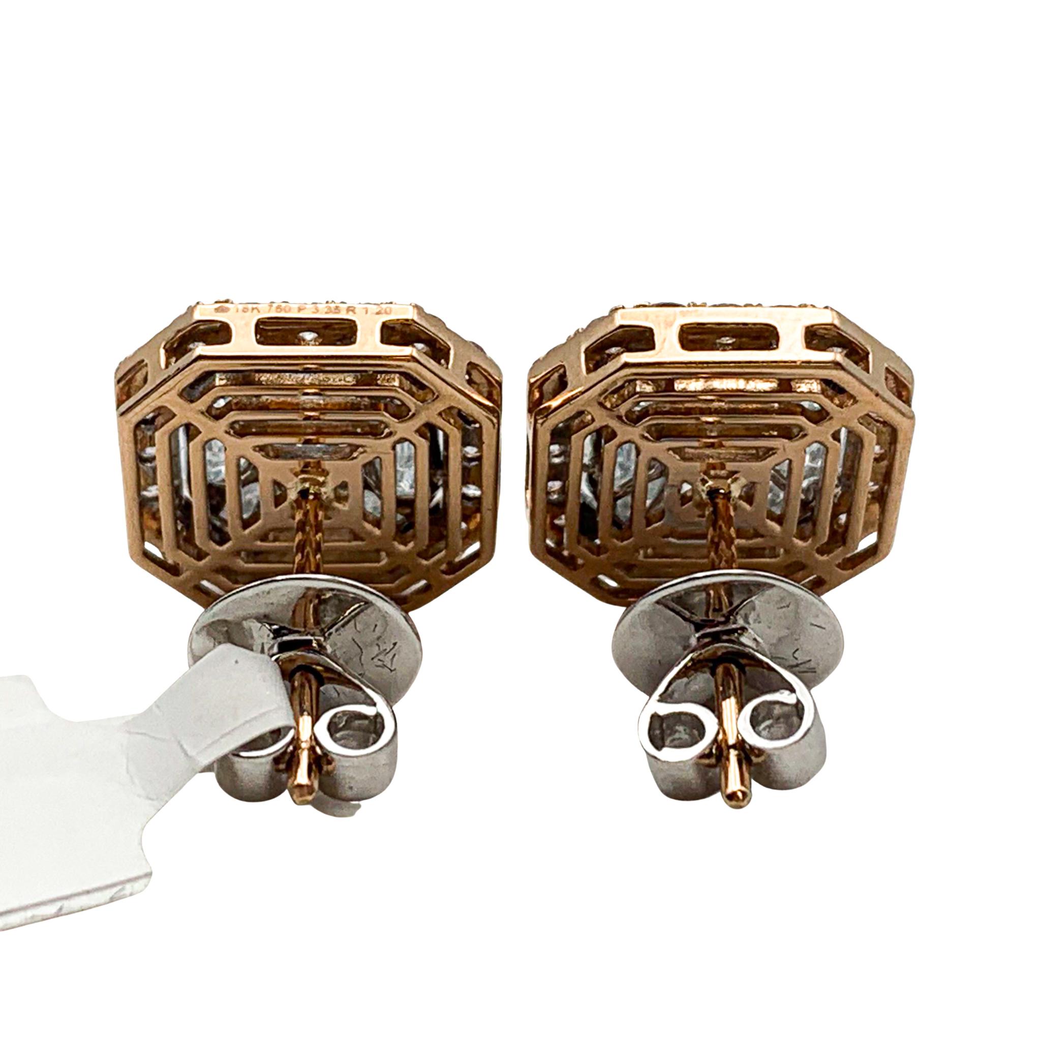 Modern Diamond Earrings 4.60 Carat 18 Karat Gold E/VS