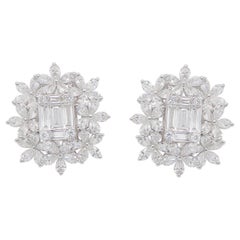Diamond Earrings 5.21 Carats 98 Diamonds 18K White Gold