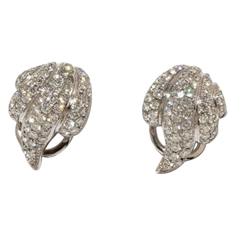 Diamond Earrings, 750 White Gold For Sale