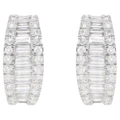 Boucles d'oreilles en or 18 carats, diamants baguettes et ronds 1,32 carats